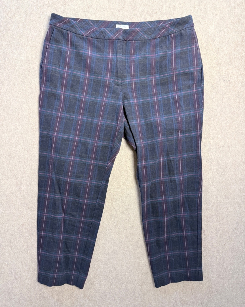 J JIll Plaid Dress Pants Trousers Sz 16 Premium Bi-Stretch Ankle Work Multicolor